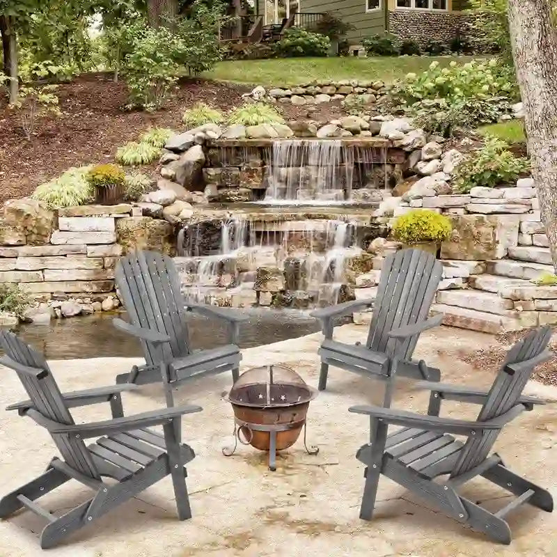 Lot de 2 chaises Adirondack pliantes d'extérieur en bois pour foyer