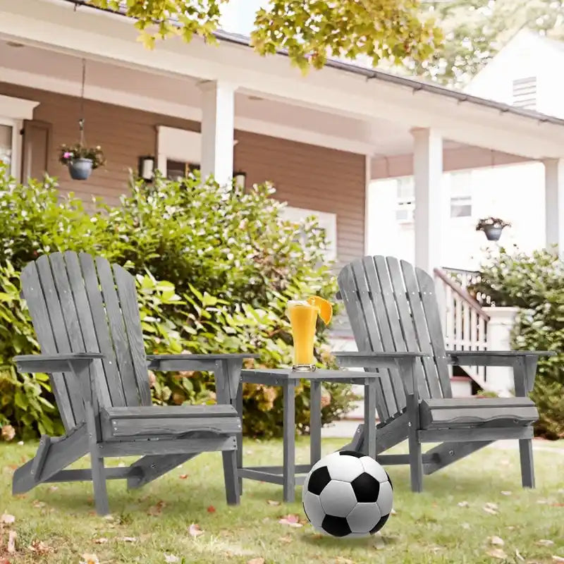 Lot de 2 chaises Adirondack pliantes d'extérieur en bois pour foyer