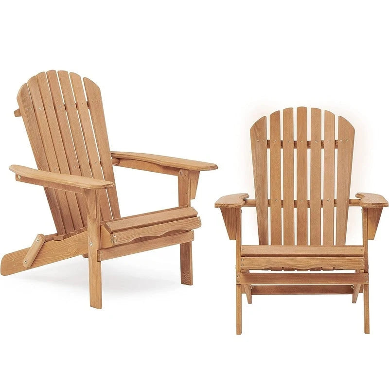 Lot de 2 chaises Adirondack pliantes d'extérieur en bois pour foyer