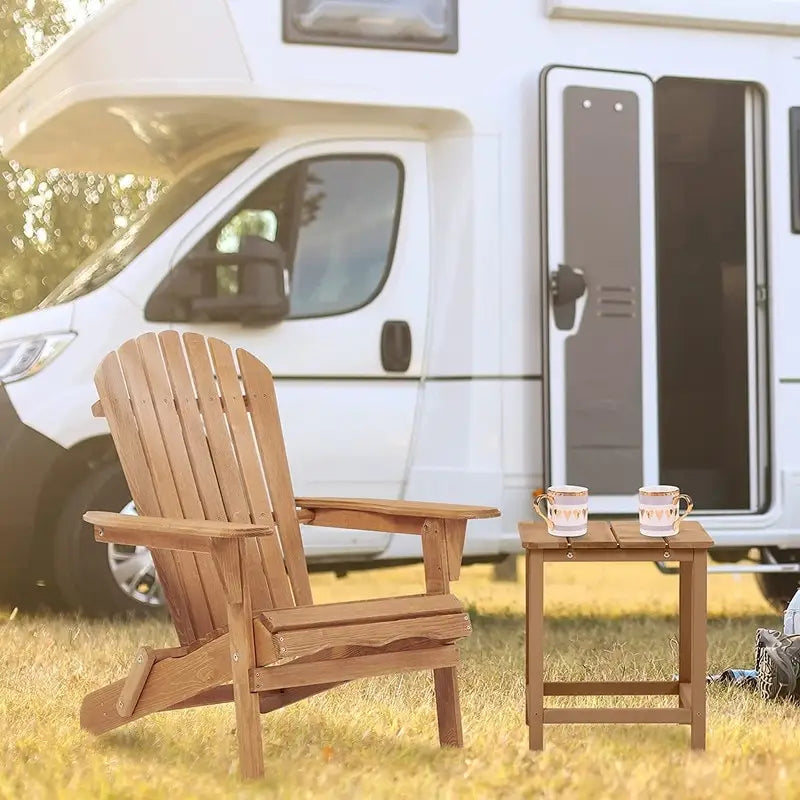 Lot de 2 chaises Adirondack pliantes d'extérieur en bois pour foyer