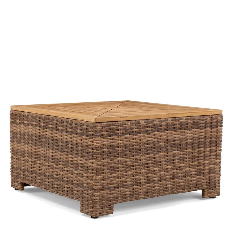 Table basse Winston Nico Châtaigne antique avec plateau en teck naturel
