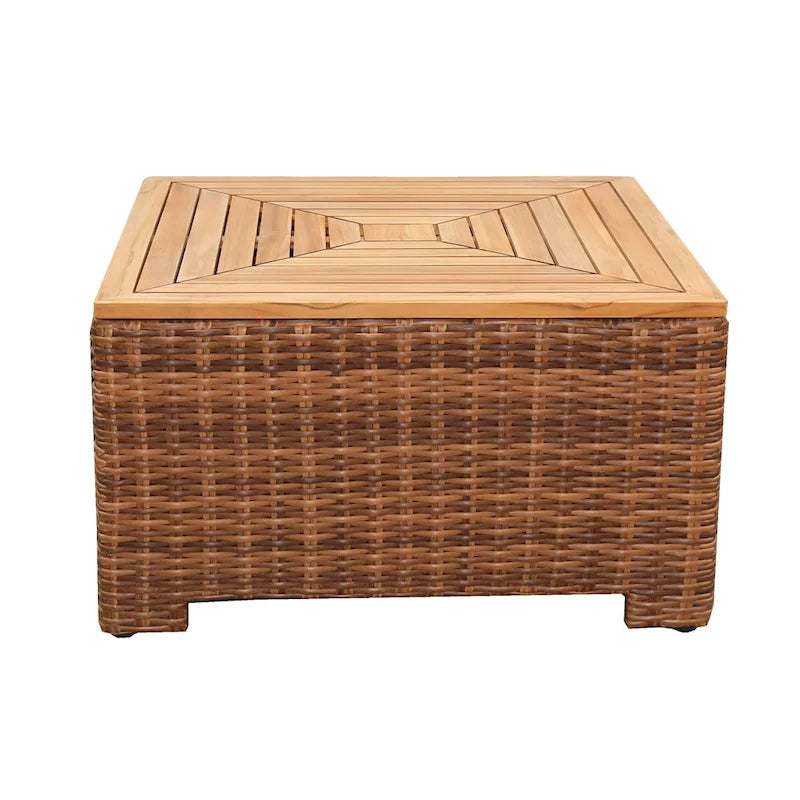 Table basse Winston Nico Châtaigne antique avec plateau en teck naturel