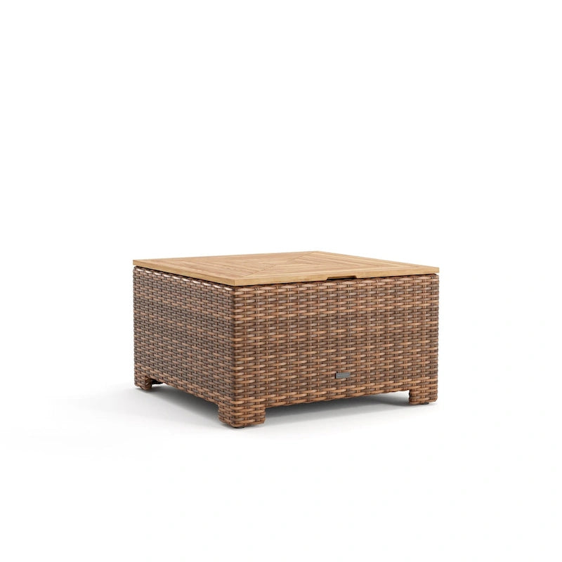 Table basse Winston Nico Châtaigne antique avec plateau en teck naturel