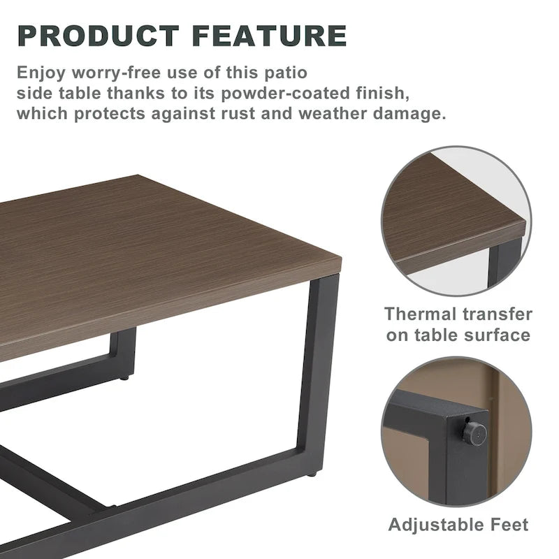 Table Basse d'Extérieur en Métal et Acier pour Patio