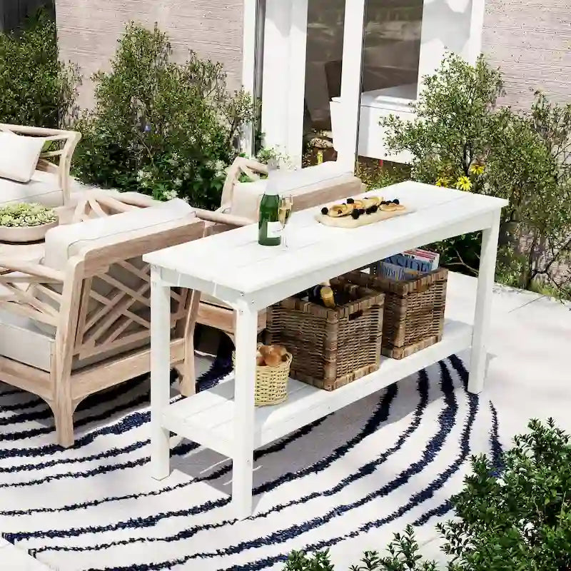 Polytrends Laguna Hdpe All Weather Outdoor Patio Two Shelf Table