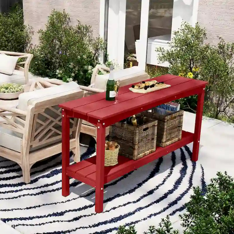Polytrends Laguna HDPE Table d'extérieur toutes saisons à deux étagères pour terrasse