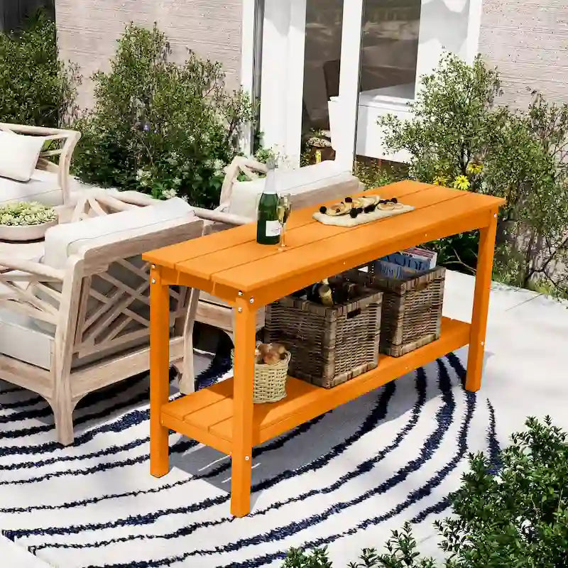 Polytrends Laguna HDPE Table d'extérieur toutes saisons à deux étagères pour terrasse