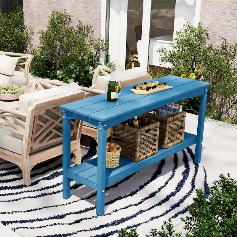 Polytrends Laguna HDPE Table d'extérieur toutes saisons à deux étagères pour terrasse