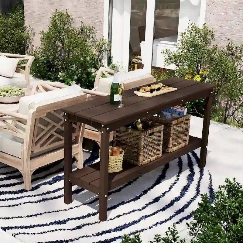 Polytrends Laguna HDPE Table d'extérieur toutes saisons à deux étagères pour terrasse