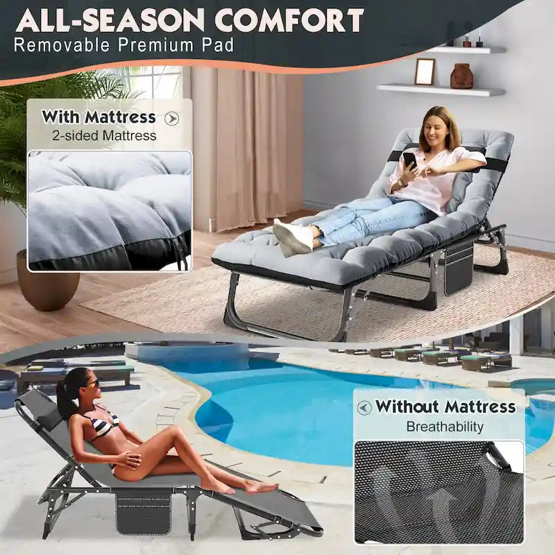 Lit de camping pliant épaissi DoCred amélioré avec matelas épais