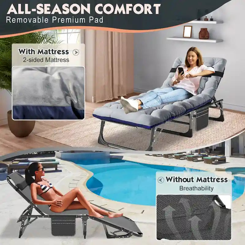 Lit de camping pliant épaissi DoCred amélioré avec matelas épais