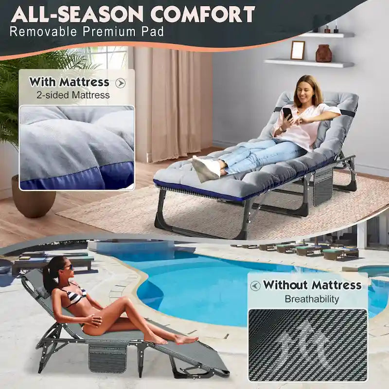 Lit de camping pliant épaissi DoCred amélioré avec matelas épais