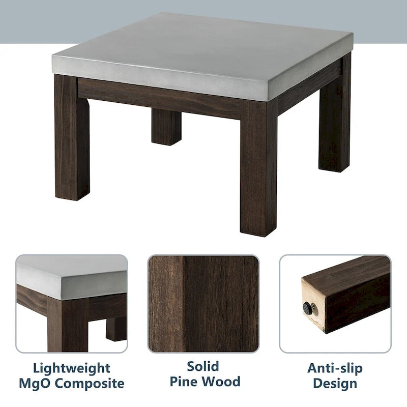 Table basse carrée d'extérieur en bois massif COSIEST