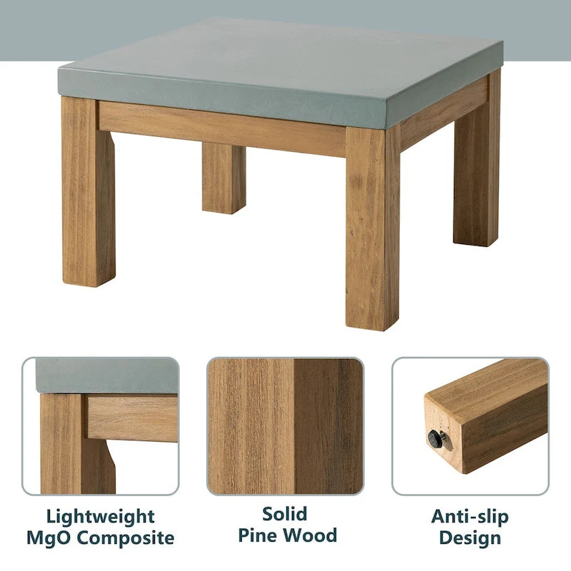 Table basse carrée d'extérieur en bois massif COSIEST