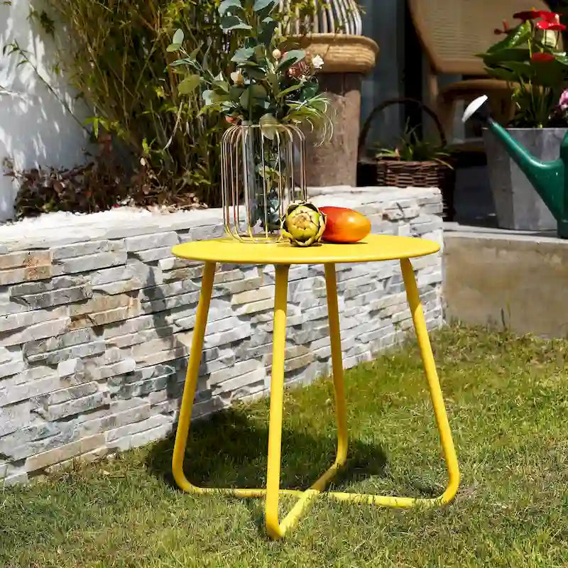 Table d'appoint ronde en acier pour l'extérieur