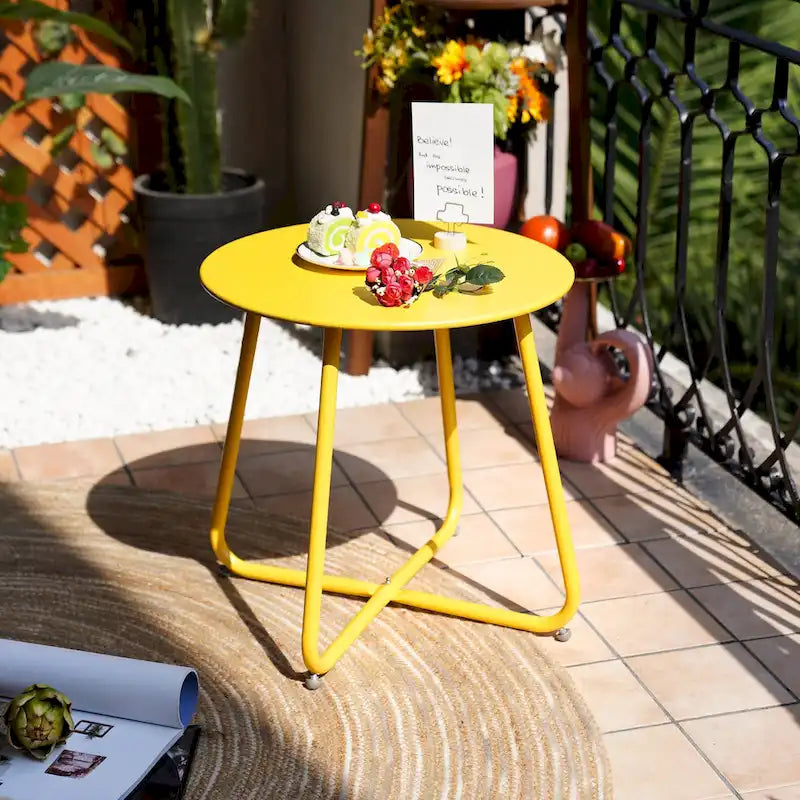 Table d'appoint ronde en acier pour l'extérieur