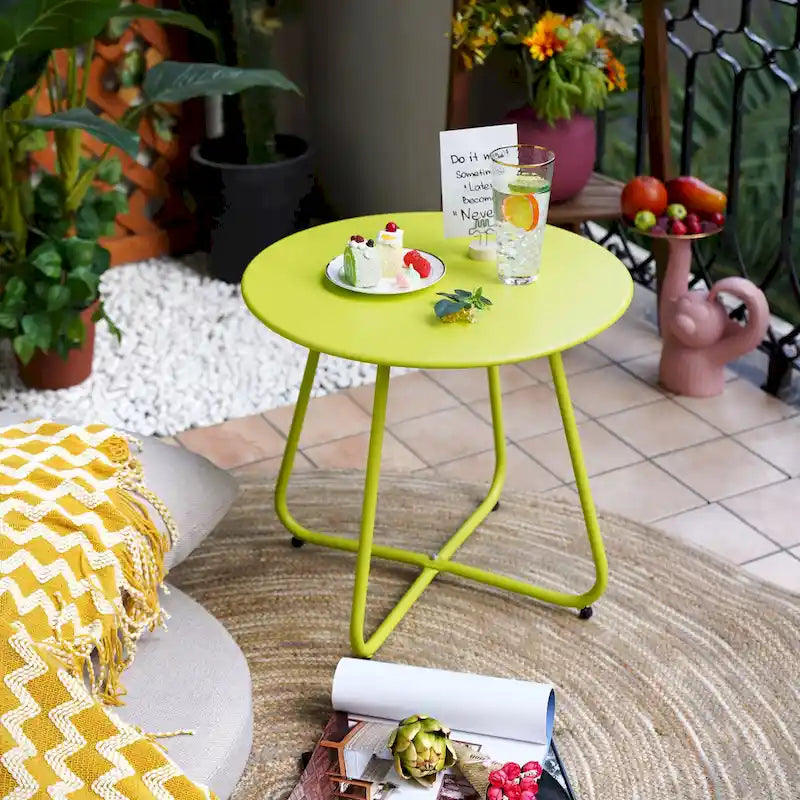 Table d'appoint ronde en acier pour l'extérieur