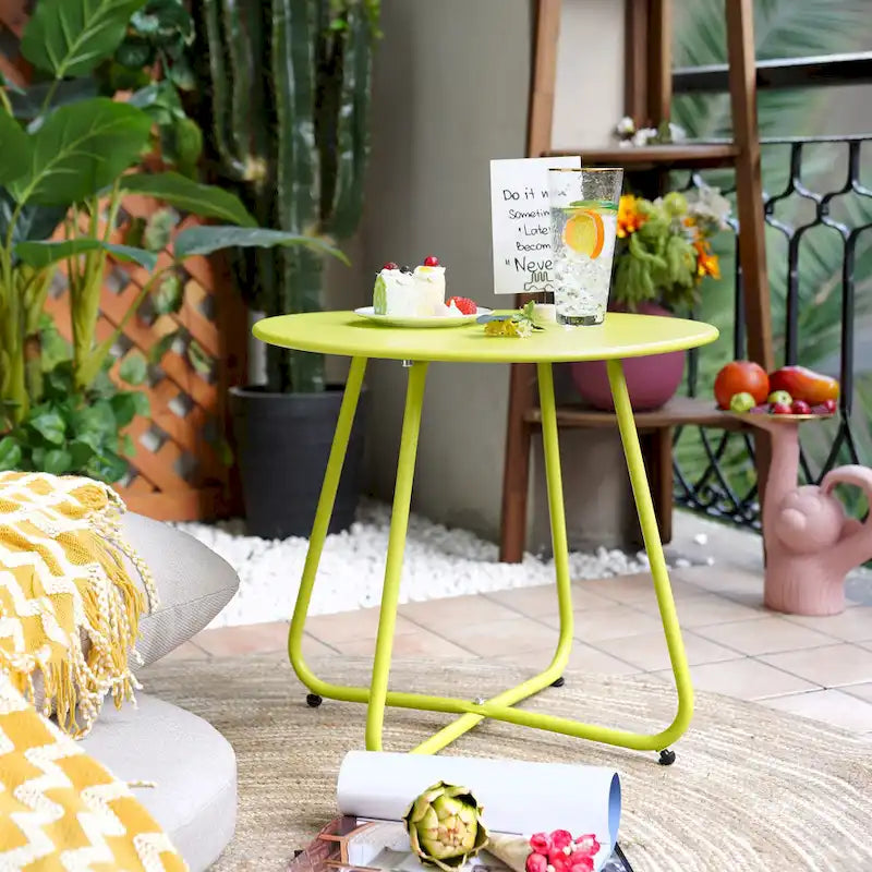 Table d'appoint ronde en acier pour l'extérieur
