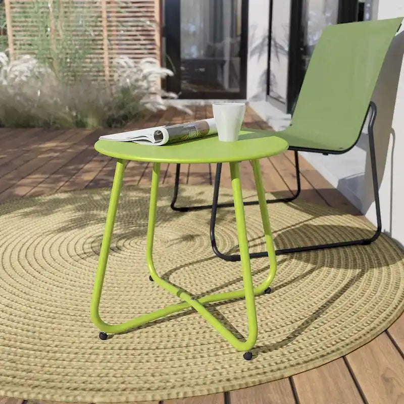 Table d'appoint ronde en acier pour l'extérieur