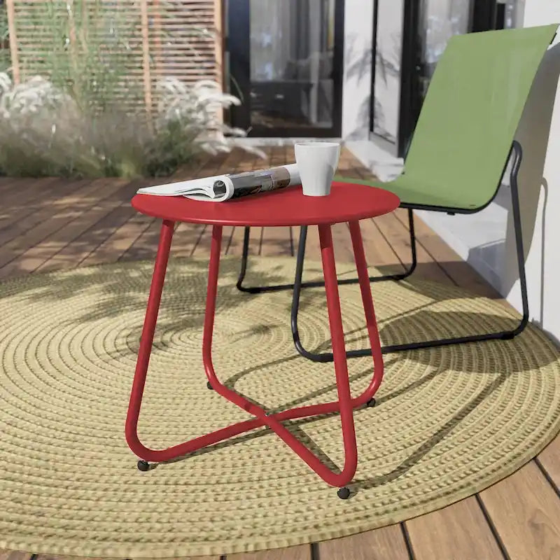 Table d'appoint ronde en acier pour l'extérieur