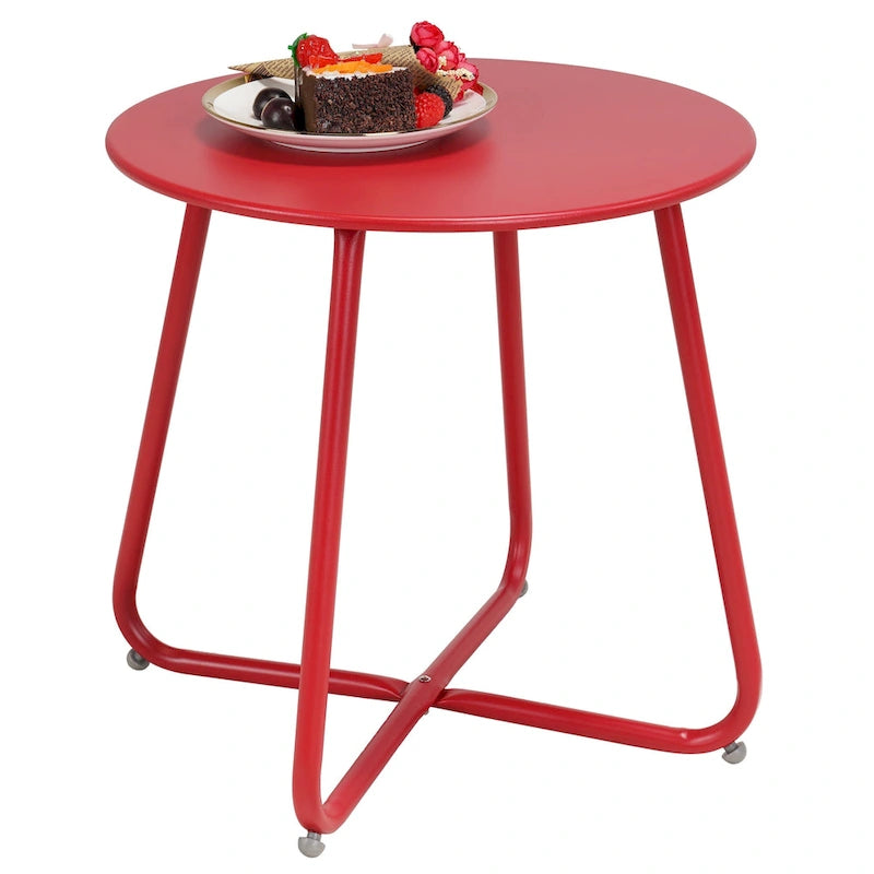 Table d'appoint ronde en acier pour l'extérieur