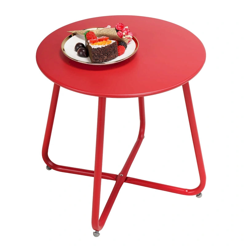 Table d'appoint ronde en acier pour l'extérieur