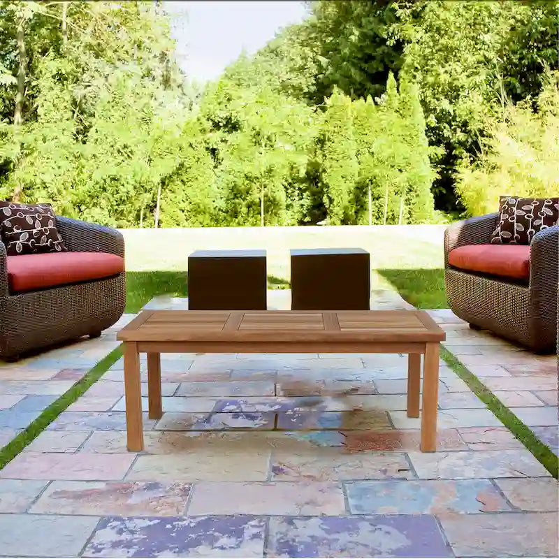 Table basse d'extérieur rectangulaire en teck RRI Goods 24X 48 pour patio, balcon, pelouse, terrasse, jardin