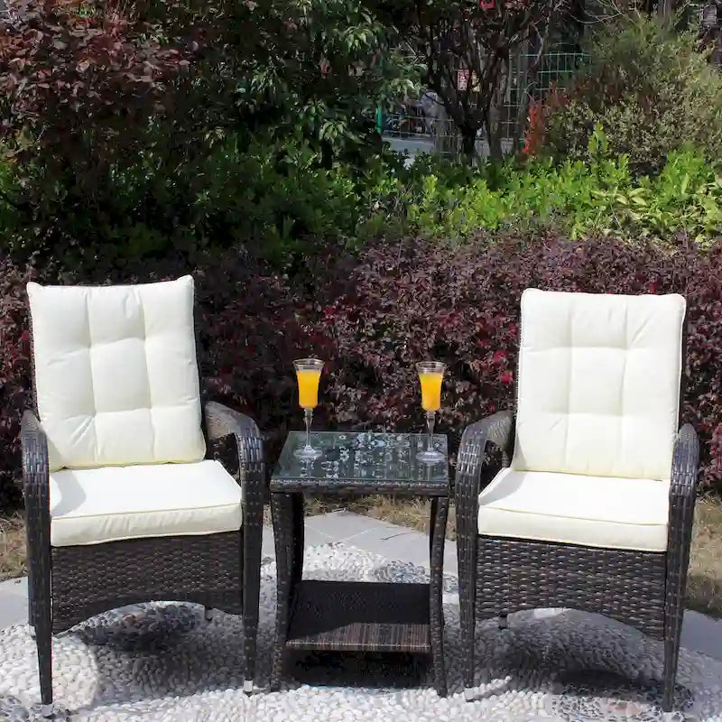 Ensembles de meubles de patio extérieur, canapé sectionnel en rotin et osier 3 pièces avec coussins d'assise