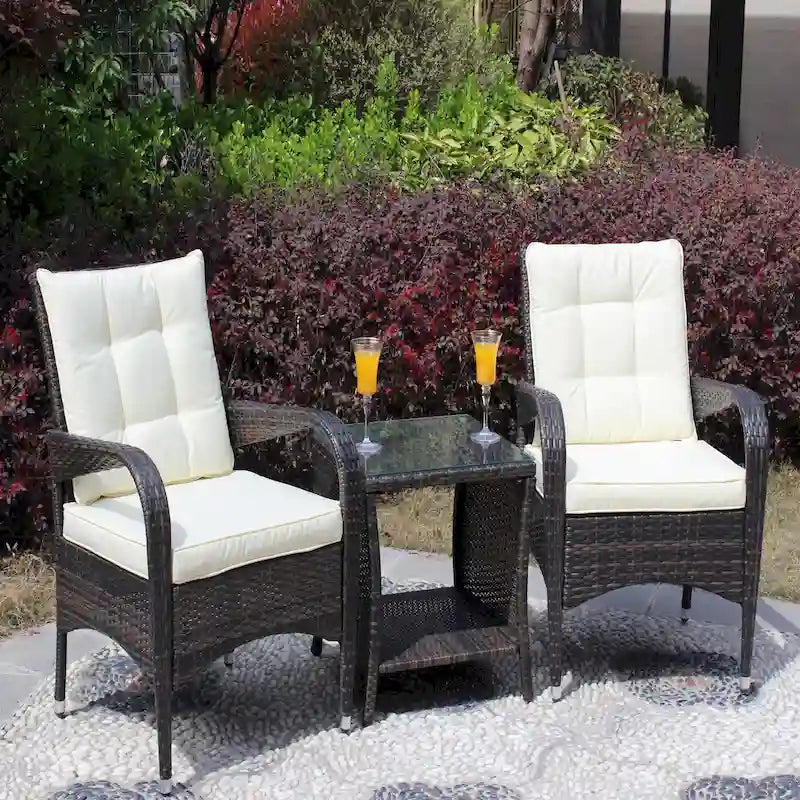 Ensembles de meubles de patio extérieur, canapé sectionnel en rotin et osier 3 pièces avec coussins d'assise