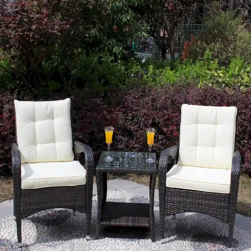 Ensembles de meubles de patio extérieur, canapé sectionnel en rotin et osier 3 pièces avec coussins d'assise