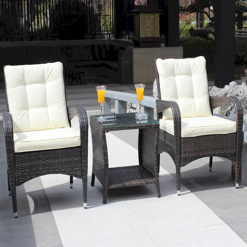 Ensembles de meubles de patio extérieur, canapé sectionnel en rotin et osier 3 pièces avec coussins d'assise