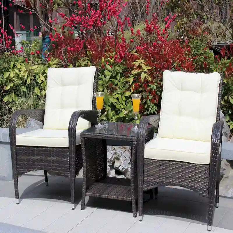 Ensembles de meubles de patio extérieur, canapé sectionnel en rotin et osier 3 pièces avec coussins d'assise