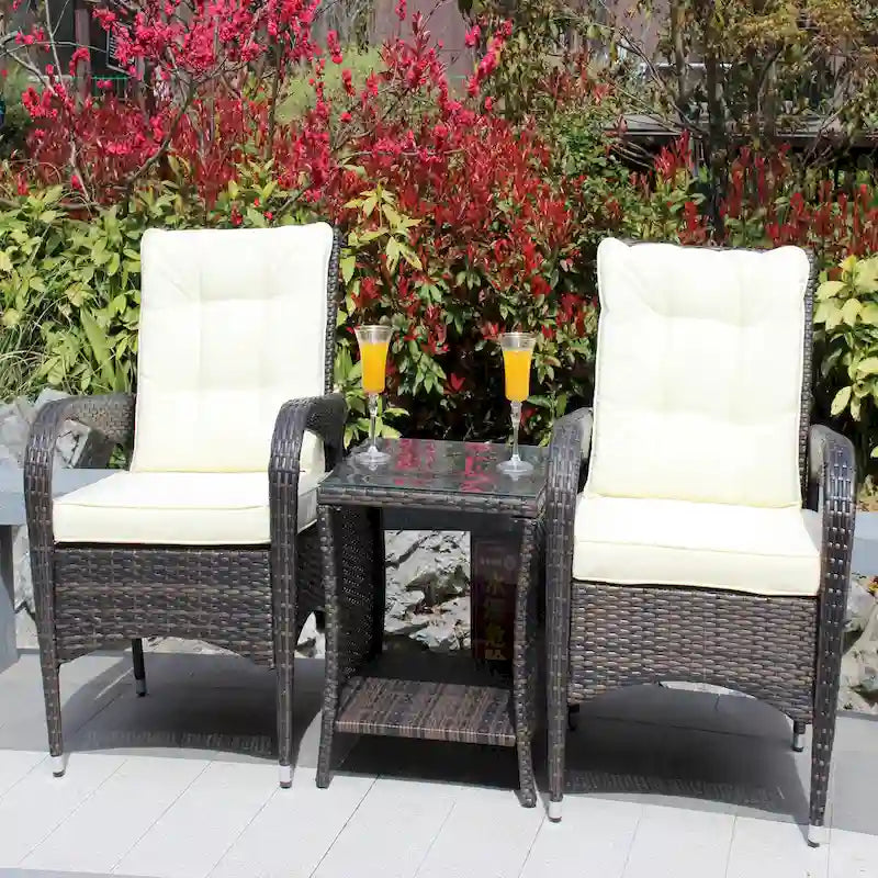 Ensembles de meubles de patio extérieur, canapé sectionnel en rotin et osier 3 pièces avec coussins d'assise