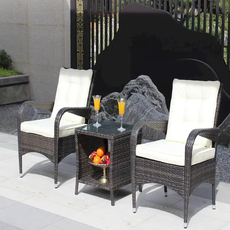 Ensembles de meubles de patio extérieur, canapé sectionnel en rotin et osier 3 pièces avec coussins d'assise
