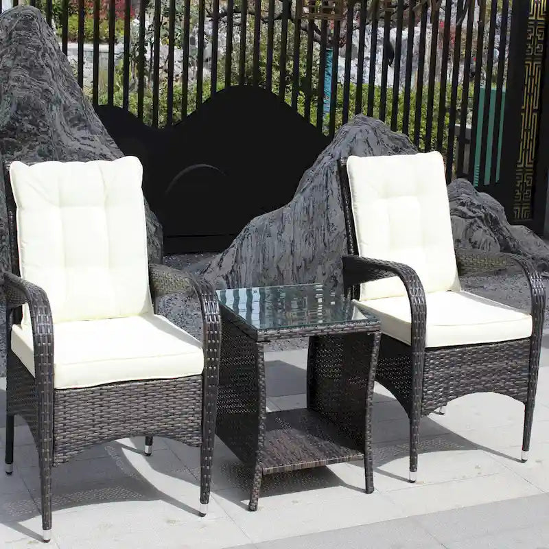 Ensembles de meubles de patio extérieur, canapé sectionnel en rotin et osier 3 pièces avec coussins d'assise