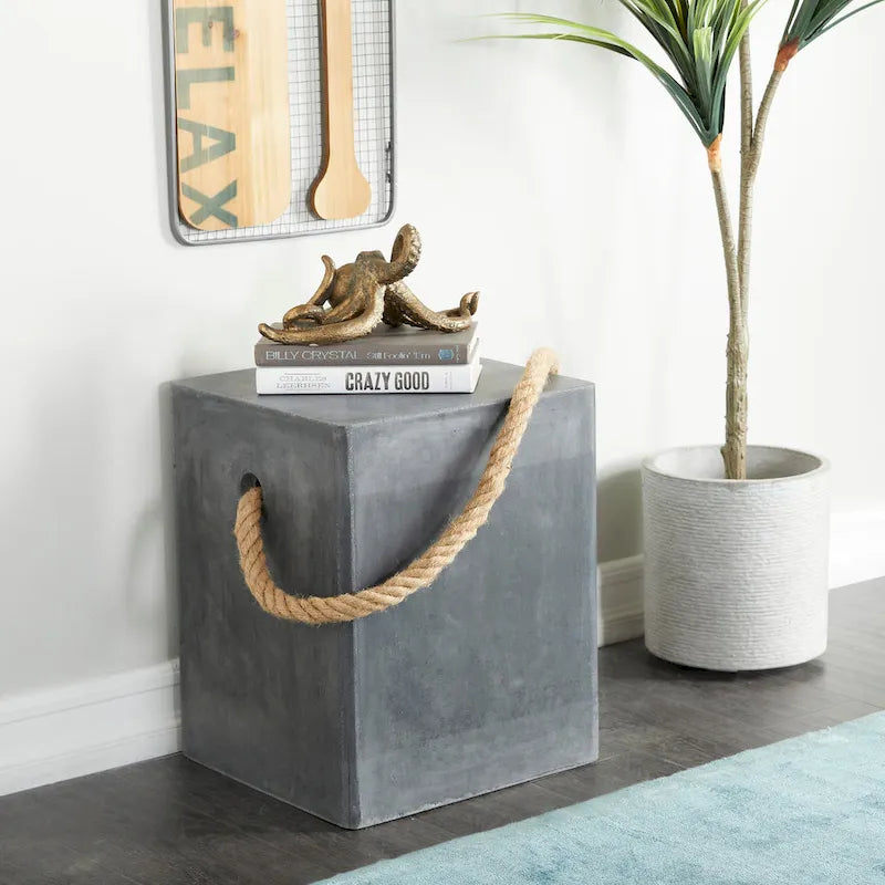 Table d'appoint d'extérieur contemporaine en fibrociment - 15 x 15 x 18
