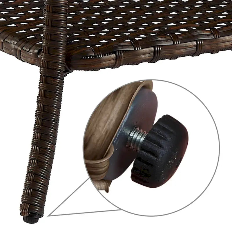 Table basse d'extérieur en osier Pocassy avec étagère de rangement à 2 niveaux Marron