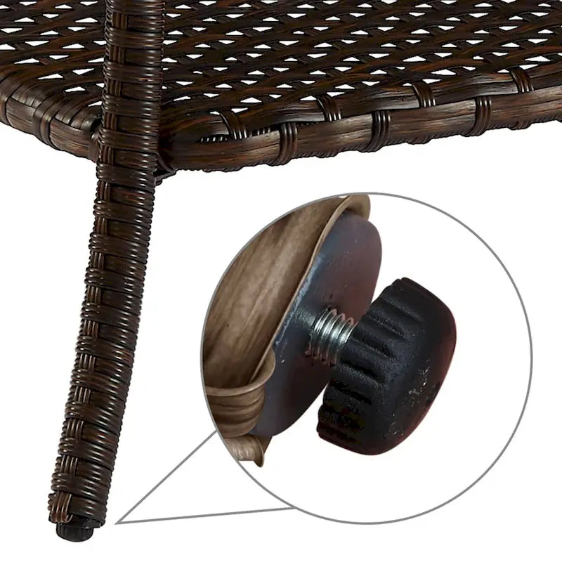 Table basse d'extérieur en osier Pocassy avec étagère de rangement à 2 niveaux Marron