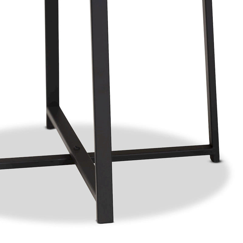Table d'appoint d'extérieur Sadiya en métal noir industriel moderne
