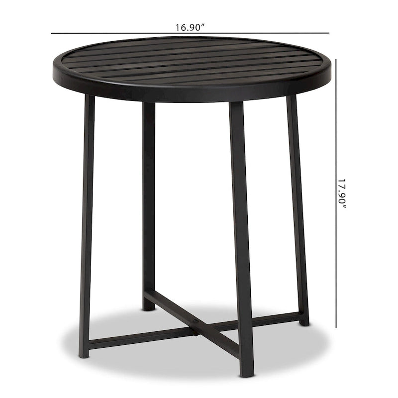 Table d'appoint d'extérieur Sadiya en métal noir industriel moderne
