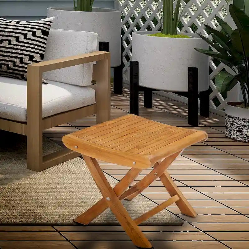 Repose-pieds / Table d'appoint d'extérieur en teck Chic Teak Italy, fabriqué en bois de teck de qualité A