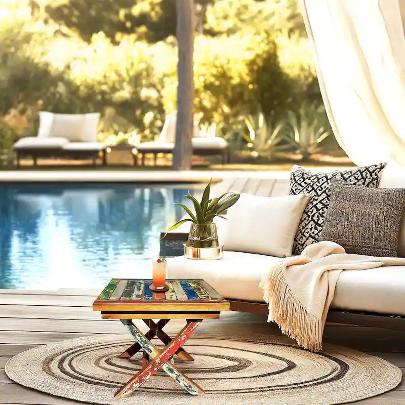 Table d'appoint pliante Marina Del Rey en teck recyclé