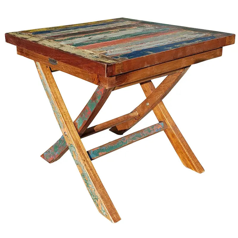 Table d'appoint pliante Marina Del Rey en teck recyclé