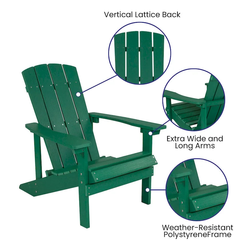 Lot de 4 chaises Adirondack d'extérieur en bois de poly-résine tout temps