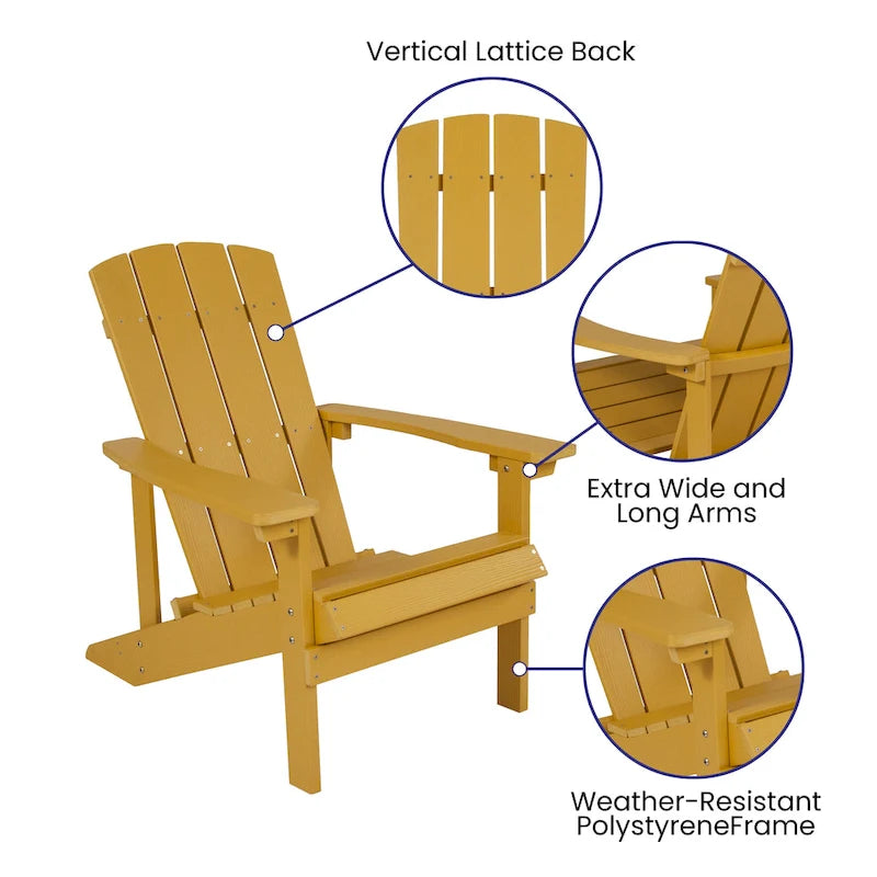 Lot de 4 chaises Adirondack d'extérieur en bois de poly-résine tout temps