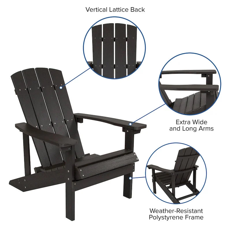 Lot de 4 chaises Adirondack d'extérieur en bois de poly-résine tout temps