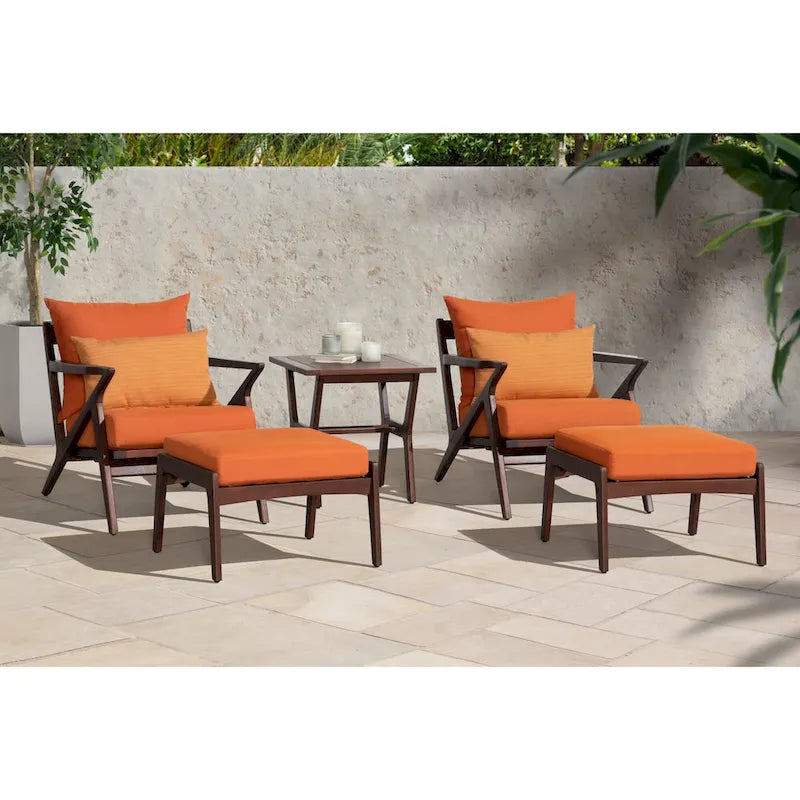 Ensemble de 5 pièces pour salon de jardin Vaughn avec fauteuil de club et ottoman Sunbrella