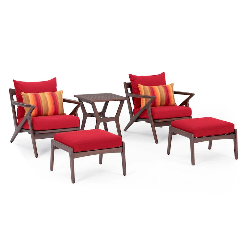 Ensemble de 5 pièces pour salon de jardin Vaughn avec fauteuil de club et ottoman Sunbrella