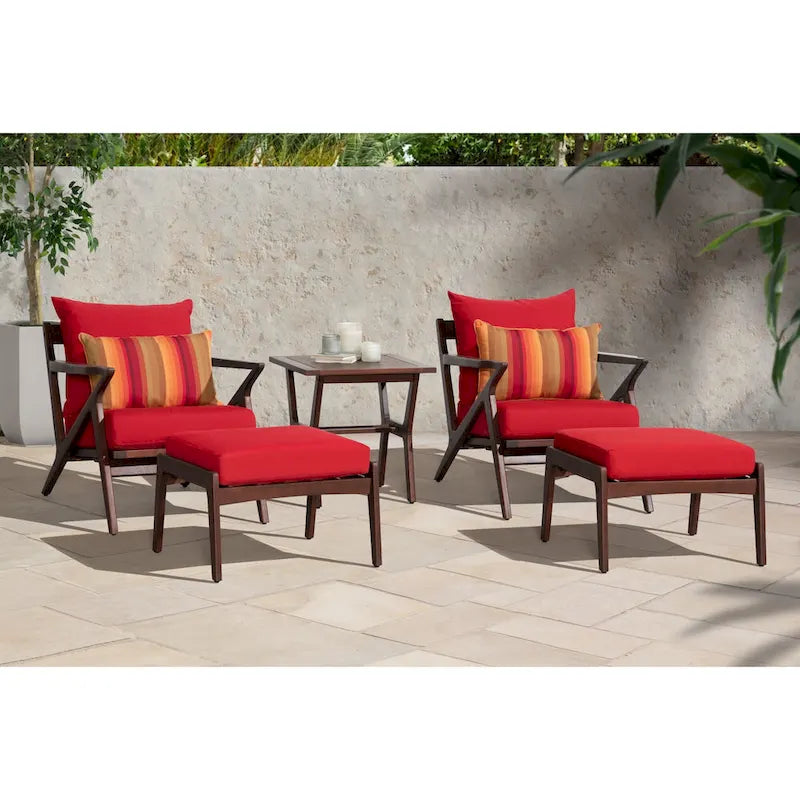 Ensemble de 5 pièces pour salon de jardin Vaughn avec fauteuil de club et ottoman Sunbrella