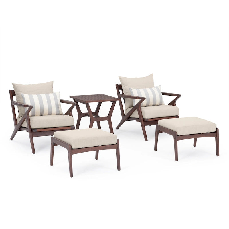 Ensemble de 5 pièces pour salon de jardin Vaughn avec fauteuil de club et ottoman Sunbrella